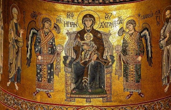 Zdjęcie z Włoch - Monreale. Mozaiki we wnętrzu katedry.