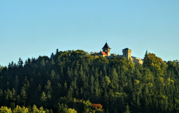 Zdjęcie z Polski - z oddali widoczny zamek Leśna Skała na szczycie Szczytnika
