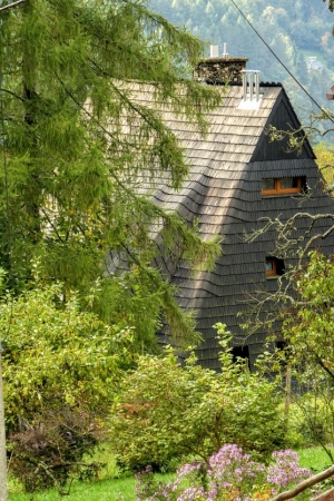 Zdjęcie z Polski - gdzieś po drodze - fajny domek, który miał tylko sam dach! 😆