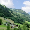 Zdjęcie z Austrii - i widok z naszego tarasu na wprost - wiejskie budynki na alpejskich łąkach :)