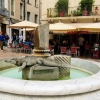 Zdjęcie z Francji - fontanna z krokodylem na jednym z głównych placyków miasta