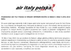 Stanowisko Air Italy Polska w sprawie opóźnień rejsów