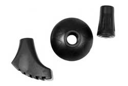 Różne końcówki kijków do nordic walkingu