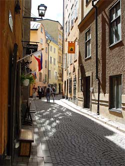 Jedna z uliczek w dzielnicy Gamla Stan