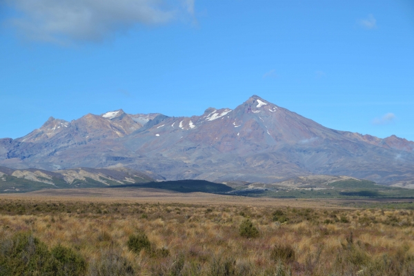 Zdjęcie z Nowej Zelandii - W drodze z Taupo do Wellington, na szczytach sniezne czapy