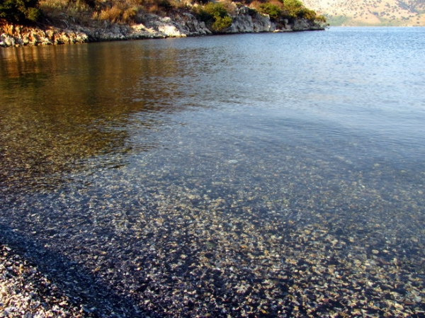 Zdjęcie z Albanii - Ksamil - dno laguny i plaża z muszelek.