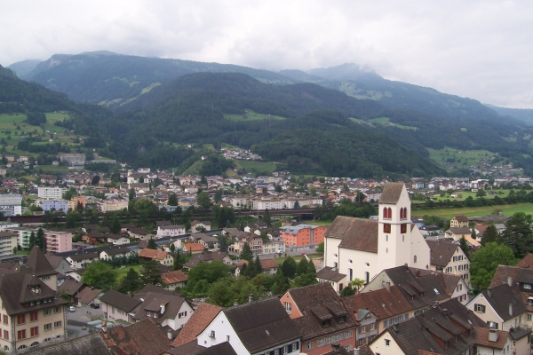 Zdjęcie z Lichtensteinu - widok z murów zamku w Sargans