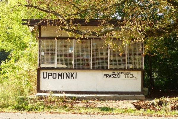 Zdjęcie z Polski - we wsi, obok parkingu stoi dawny kiosk, jakby żywcem przeniesiony z socrealizmu:)