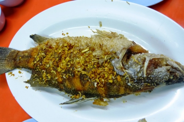 Zdjęcie z Tajlandii - okoń oceaniczny w czosnku i ziołach; pychota....