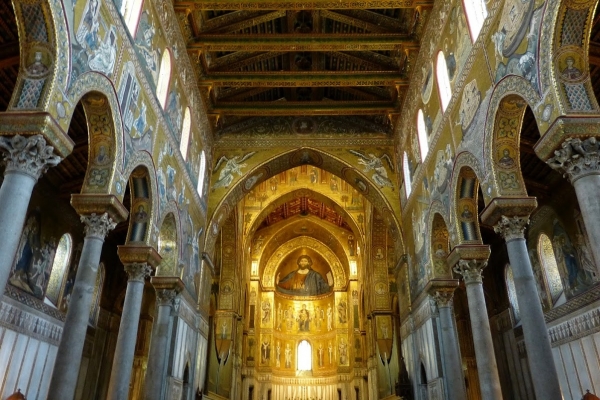 Zdjęcie z Włoch - wnętrza Monreale; mozaikowy, zaczarowany świat