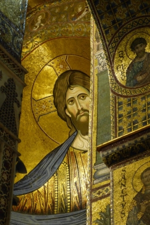 Zdjęcie z Włoch - wnętrza Katedry Monreale; mozaikowy, zaczarowany świat