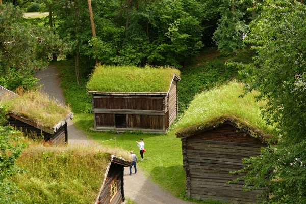 Zdjęcie z Norwegii - urocze dachy norweskich domów, które bedziemy ogladac jeszcze wielokrotnie 