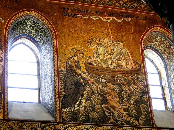 Zdjęcie z Włoch - Monreale. Mozaiki we wnętrzu katedry.