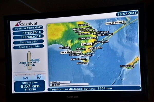 Zdjęcie z Australii - Trase naszego statku mozna bylo obserwowan na ekranie telewizorow
