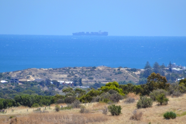 Zdjęcie z Australii - A na horyzoncie statek plynacy do adelajdzkiego portu