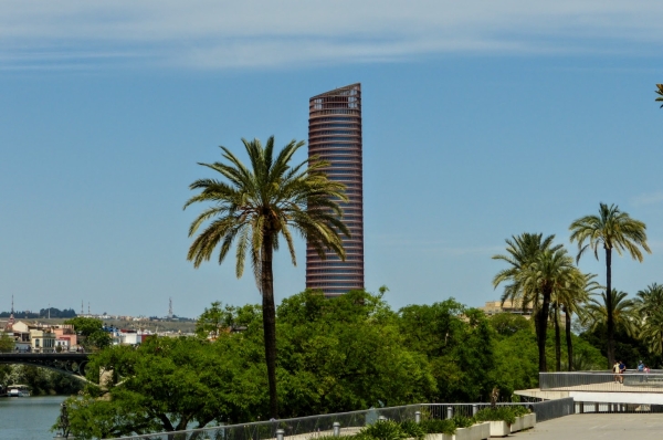 Zdjęcie z Hiszpanii - stoi tu (jak jeden ząb u szczerbatego) górująca nad okolicą: Sevilla Tower znana jako : Pelli Tower;