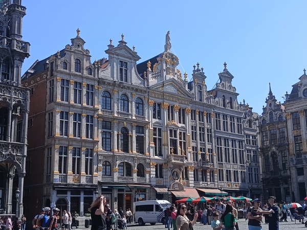 Zdjęcie z Belgii - rząd wspaniałych kamienic: kolejno od lewej: Le Marchand d