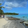 Zdjęcie z Vanuatu - Mystery Island i lodka-dlubanka z plywakiem